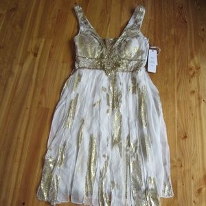Sue Wong NWT 2 Ivory/Gold Silk Beautiful Dress